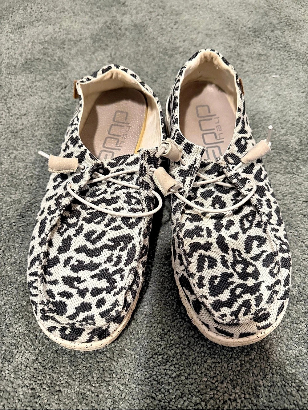 Hey Dude Wendy Woven Cheetah Grey Sneakers Black & White US 9